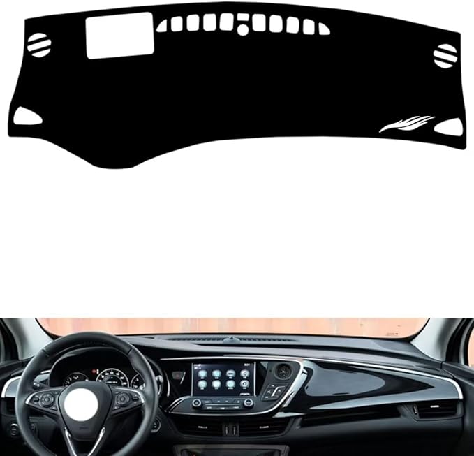 leather dashboard cover Compatible with Buick Envision （HUD、no speakers） 2018-2019，dash cover（black）