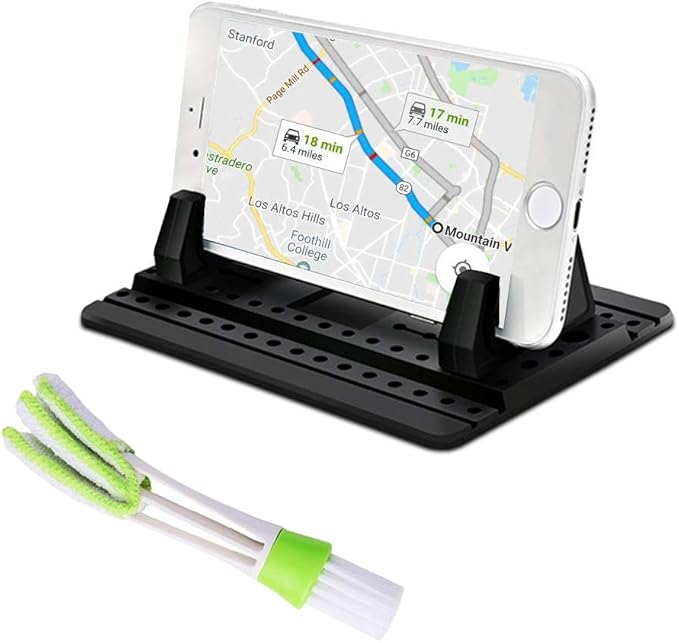 FineGood Phone Holder for Car with Air Vent Brush, Universal Silicone Car Cellphone Mount Antislip Vehicle Mobile Phone GPS Mounting Mat