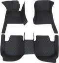 Custom Floor Mats for Cars fit 95% Sedan SUV Sports Car Full Coverage All Weather Men Women Pads Protection Non-Slip Leather Floor Liners (Black with Blue Stitching)