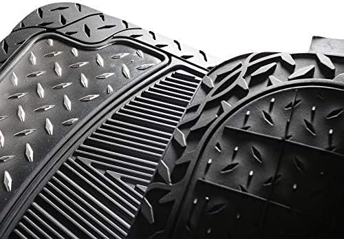 FH Group Automotive Floor Mats - Heavy-Duty Metallic Rubber Floor Mats for Cars, Universal Fit Full Set, Climaproof & Trimmable Floor Mats for Most Sedan, SUV, Truck, Red