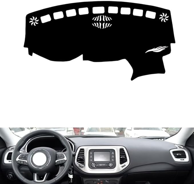 leather dashboard cover Compatible with JEEP Compass 2017-2020，dash cover（black）