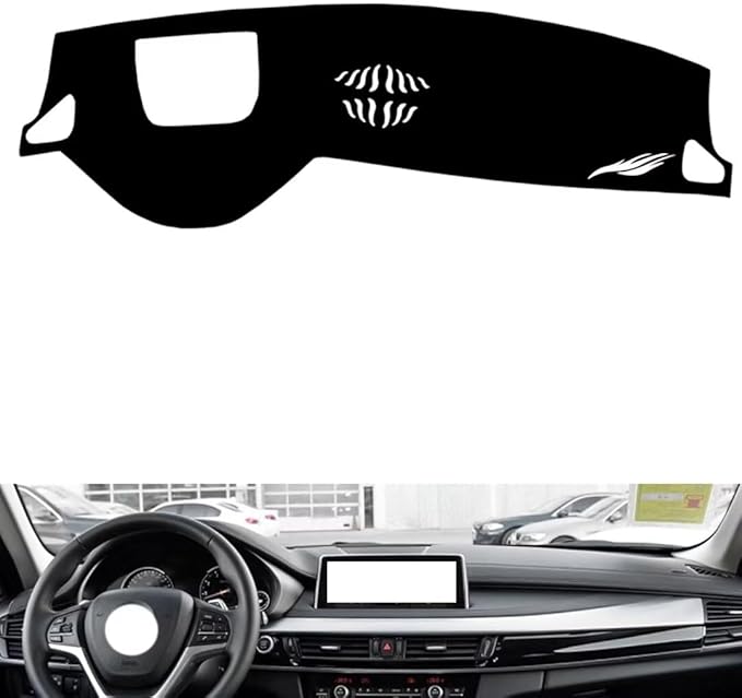 Leather Dashboard Cover Compatible with BMW New X6（HUD 2015-2019，Dash Cover（Black）