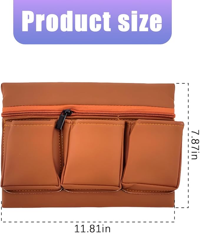 Mandark Car Window Armrest Storage Box, Leather Vehicle Side Door Organizer with Multiple Pockets, Comfortable Automotive Arm Elbow Rest Pad Bag Accessories, Universal for Most Cars (Brown)