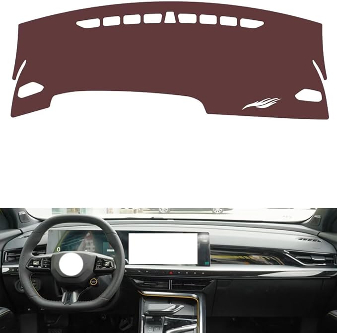 Leather Dashboard Cover Compatible with MG MG5,Dash Board Cover mat Anti-Slip Sun-Proof and dust-Proof(Brown)