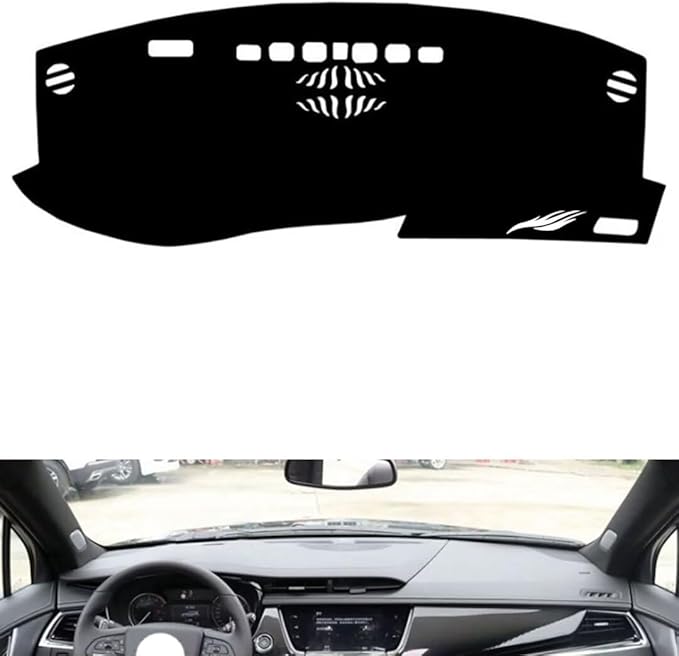 Leather Dashboard Cover Compatible with Cadillac XT5（Warning Light） 2016-2024，Dash Cover（Black）