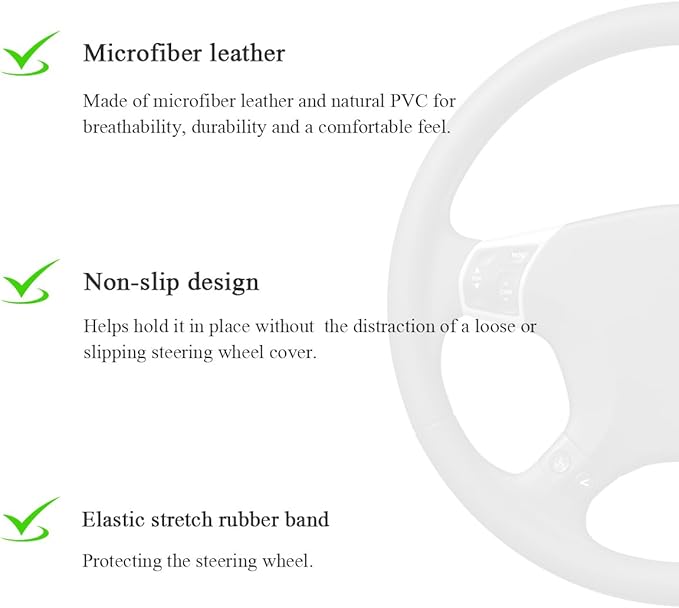 Elastic Steering Wheel Cover - Microfiber Leather Carbon Fiber Protector, Anti-Slip Lining, Wine Red