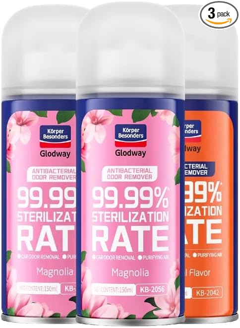 Glodway Whole Car Air Refresher,Odor Eliminator Remover Spray For Car,Two Kinds Scents Freshener With Odour Eliminator Technology,Long-Lasting Scent,6 Ounce(Pack of 3)