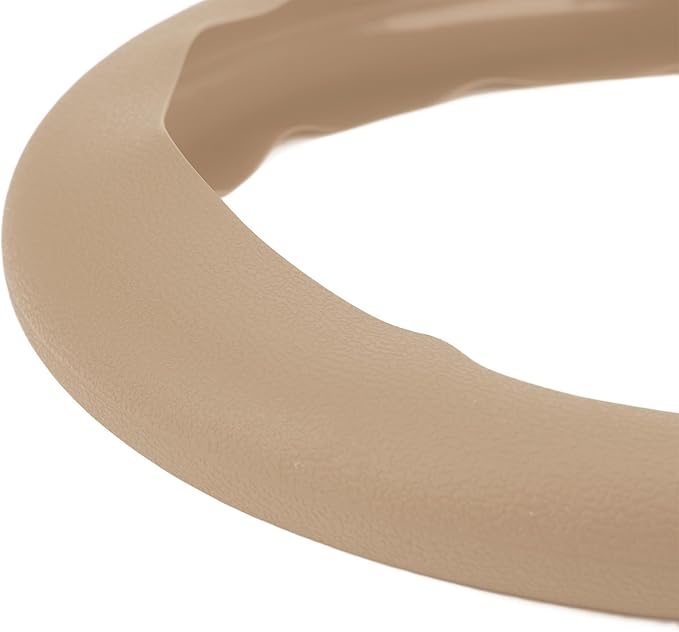 Silicone Steering Wheel Cover, Antislip Design, Sweatproof Protector for Cars, Fits Most Standard Sizes (Khaki)