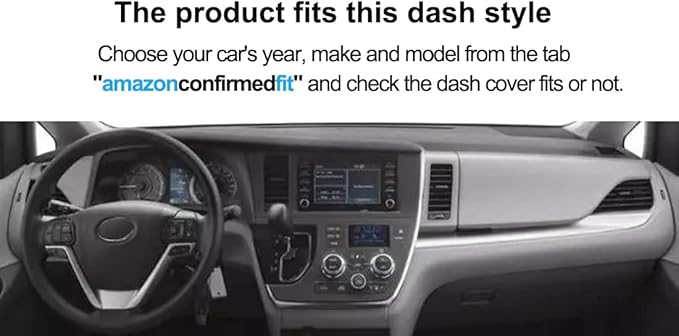 Dash Cover Mat Custom Fit for Toyota Sienna 2015-2020, Dashboard Cover Pad Carpet Protector (Black) F151