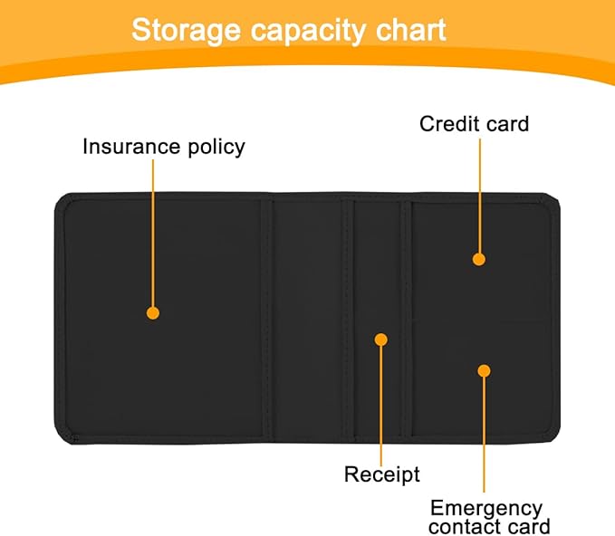 Car Registration and Insurance Holder, Vehicle Glove Box Organizer with Magnetic Closure, PU Leather Embossed Auto Card Document Holder Accessories, Universal for SUV, Truck, RV（Black）