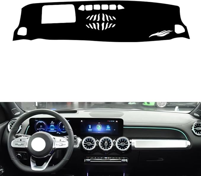Leather Dashboard Cover Compatible with Mercedes EQB（HUD） 2020-2025，Dash Cover（Black）