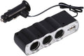 EBTOOLS Cigarette Lighter Socket Splitter, 3 Socket Car Cigarette Lighter Socket Splitter DC Power Charger Adapter with USB Socket