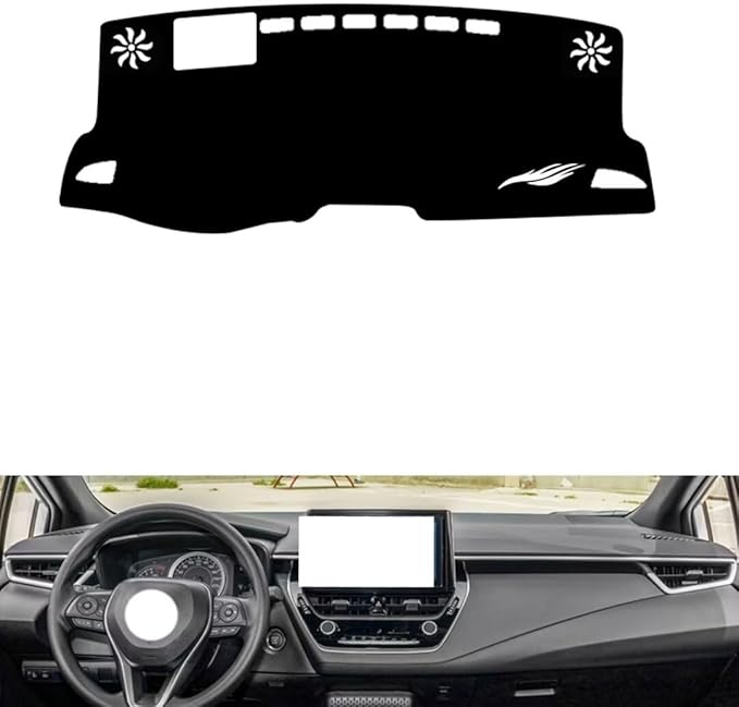 leather dashboard cover Compatible with Toyota Corolla （Horizontal screen、HUD） 2019-2023，dash cover（black）