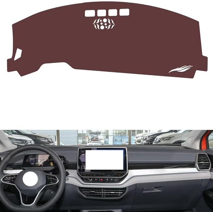 Leather Dashboard Cover Compatible with VW ID.6 CROZZ (NO HUD，Dash Cover, Non-Slip Dash Cover, Dash mat Dashboard Cover, Interior Dash Covers