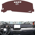 Leather Dashboard Cover Compatible with VW ID.6 CROZZ (NO HUD,Dash Board Cover mat Anti-Slip Sun-Proof and dust-Proof(Brown)