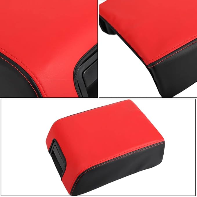 XITER 1PC Leather Center Console Armrest Box Cover Waterproof Cushion Pad for F150 2004-2008 Not Fit Jump Seat Console(Red+Black)