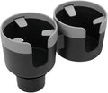 Car Double Cup Holder Extender, 2-in-1 Car Cup Holder Adapter with Adjustable Base, Universal Multifunctional Cup Holder Organizer for Beverage, Snack, Cup, Bottle Storage (Grey)