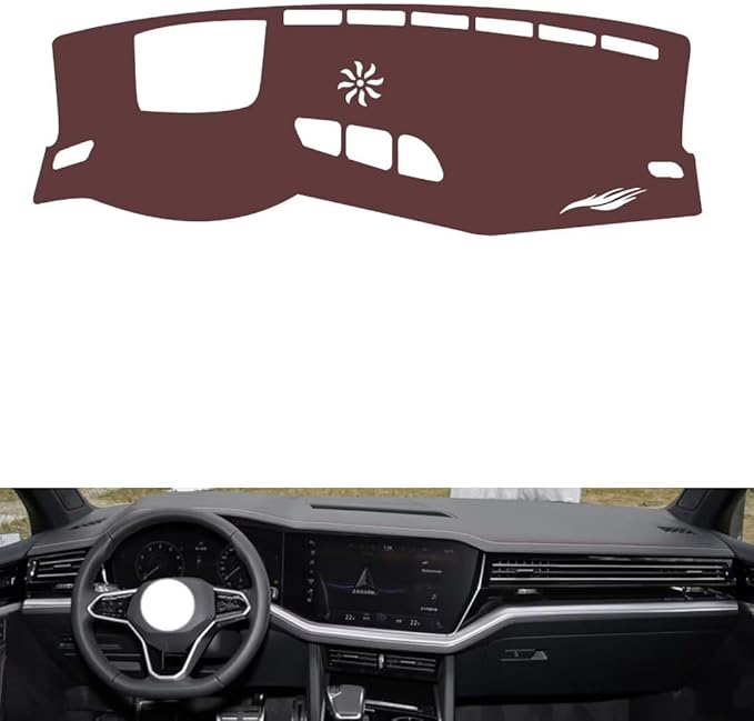 Leather Dashboard Cover Compatible with VW Compatible with Touareg (HUD 2019-2023，Dash Cover, Non-Slip Dash Cover, Dash mat Dashboard Cover, Interior Dash Covers
