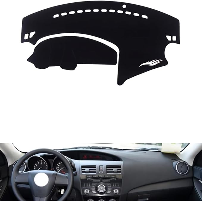 leather dashboard cover Compatible with Mazda 3 2011-2015，dash cover（black）