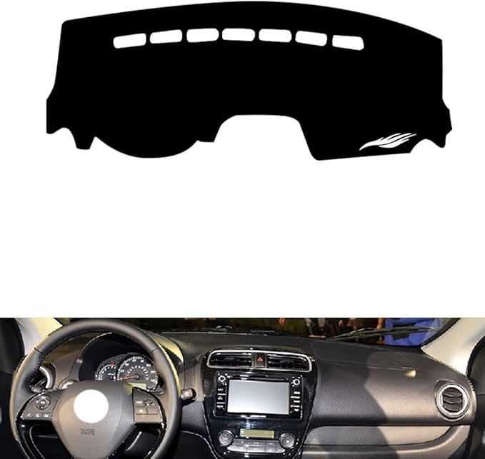 Leather Dashboard Cover Compatible with Mitshubishi Mirage 2012-2019，Dash Cover（Black）