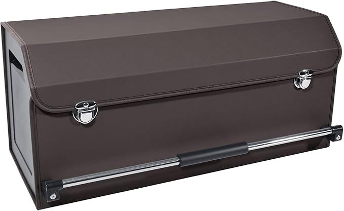 XCF Car Trunk Organizer for SUV Car Trunk Storage Organizer with Lid and Sturdy Handle Collapsible Trunk Organizer for Truck, Sedan, Van (Brown, 27.1 x 11.4 x 12.2in)