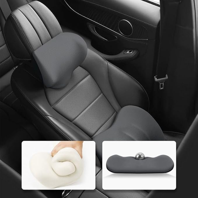 Car Memory Foam Pillow for Honda Civic Coupe/Sedan 2016 2017 2018 2019 2020 2021,Neck and Back Support Car Seat Kit Long Drive Essential Neck Pillow Lumbar Support Cushion,Orange