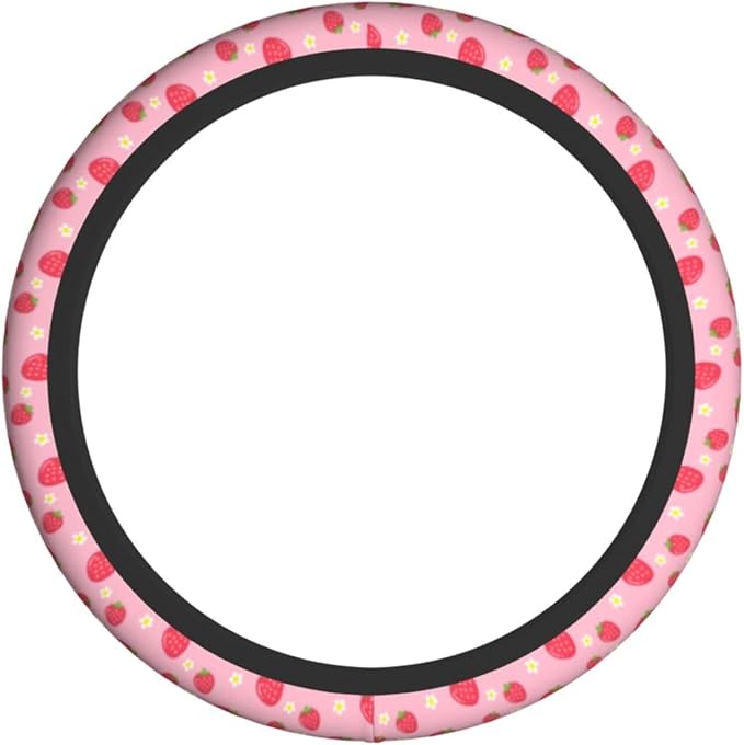 Strawberry Steering Wheel Cover Universal 14.5-15 Inch Car Wheel Protector Anti-Slip Car Steering Wheel Accessories for Women Girls