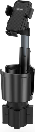 AKREDERY Car Phone Mount with Cup Holder Expander - Upgraded Anti-Shake 2-in-1 Cup Phone Holder for SUVS Trucks with Adjustable Aluminium Alloy Long Neck, fit for iPhone Samsung Galaxy (Black)
