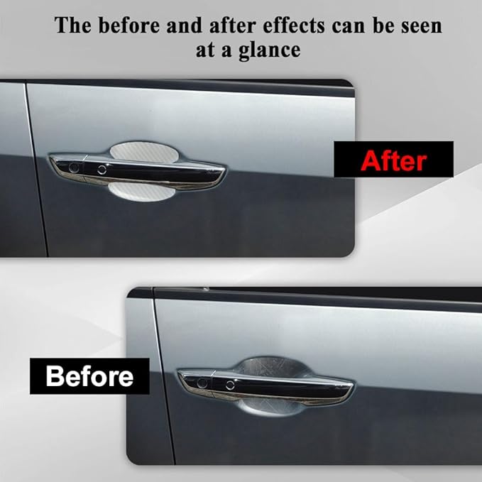4PCS Car Door Handle Cup Scratch Protector, Car Door Handle Sticker, Scratch Auto Door Protective Film, Car Accessories Car Door Handle Protective Films Universal for Cars (White, 4PCS)