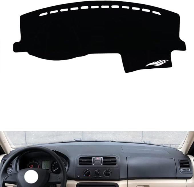 leather dashboard cover Compatible with SkodaSkoda Fabia 2007-2014，dash cover（black）