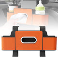 Fiopet 3-in-1 Car Seat Back Storage Box, 2026 New Multifunctional Car Back Seat Organizer with Cup Holder, Tissue Box, Trash Bin & Hooks for Hold Phones, Snacks, Drinks, Handbags (Orange)