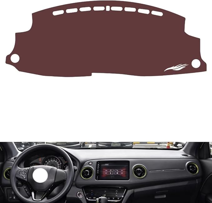 Leather Dashboard Cover Compatible with Honda XRV 2015-2022,Dash Board Cover mat Anti-Slip Sun-Proof and dust-Proof(Brown)