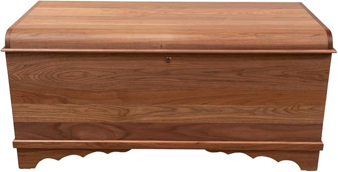 Rustic Red Door Co. Cedar Hope Chest with Waterfall Top, Amish Made Wooden Storage Trunk Box for Bedroom, Blanket, Clothes, Anti-Slam Hinges and Lock, 36", Walnut Wood, Natural Stain