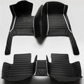 Custom Making Car Floor Mats Compatible for 2000-2025 All Mode Sedan SUV Sports Car Full Coverage Cute Pads Protection Non-Slip Leather Floor Liners (Black and White bar)