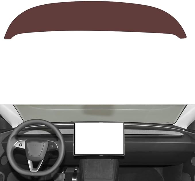 Leather Dashboard Cover Compatible with Tesla Model 3 2023-2024,Dash Board Cover mat Anti-Slip Sun-Proof and dust-Proof(Brown)