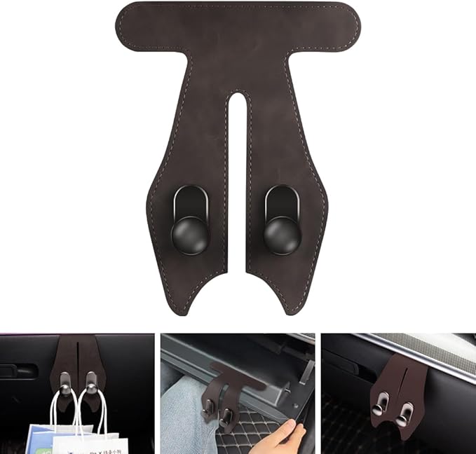 NHHEO Car Hook for Co-Pilot Glovebox, Universal Vehicle Glove Box Organizer for Umbrella Handbag Coat(Brown)