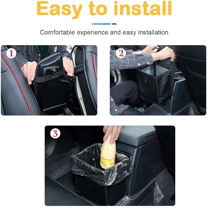 Car Trash Can, Oxford Cloth Foldable Auto Trash Bin Hanging, 1.85 Gallon Capacity Garbage Bag Organizer, Leak-Proof Waterproof Automotive Storage Container, Car Interior Accessories (Medium)