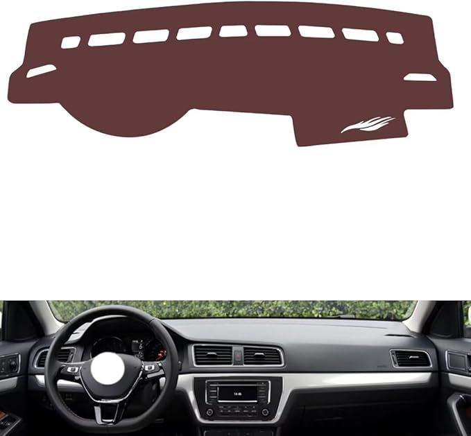 Leather Dashboard Cover Compatible with VW Lavida,Dash Board Cover mat Anti-Slip Sun-Proof and dust-Proof(Brown)