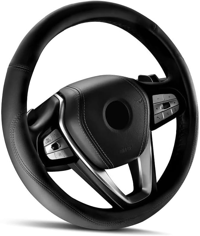 Car Steering Wheel Cover Microfiber Leather Steering Wheel Cover Anti-Slip Breathable Universal 15 inch