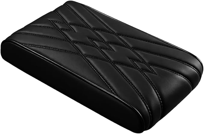 Car Center Console Cover, Memory Foam Leather Soft Breathable Armrest Seat Storage Box Protector Pad, Automotive Interior Middle Console Cushion Cover, Universal for Truck SUV Van (Black)