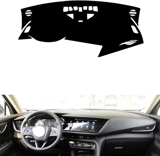 leather dashboard cover Compatible with Buick Envision PLUS (No warning light，dash cover（black）