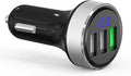 LIHAN 3 USB Car Charger,12V/24V Voltage Meter, QC3.0 Output 4.8A, Cigarette Lighter Plug Adapter Compatible with iPhone,iPad, Samsung, USB Charging Devices, Silver