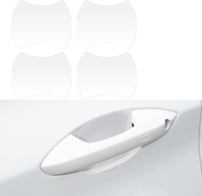 4PCS Car Door Handle Cup Scratch Protectors, Carbon Fiber Anti-Scratches Car Door Cup Protector, Universal Door Handle Protective Film, Car Door Handle Paint Cover Guard Pad for Most Car Handles