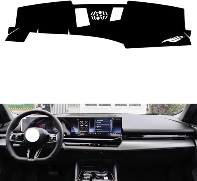 leather dashboard cover Compatible with BMW 5 series（no HUD） 2024，dash cover（black）