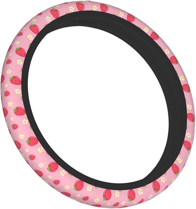 Strawberry Steering Wheel Cover Universal 14.5-15 Inch Car Wheel Protector Anti-Slip Car Steering Wheel Accessories for Women Girls