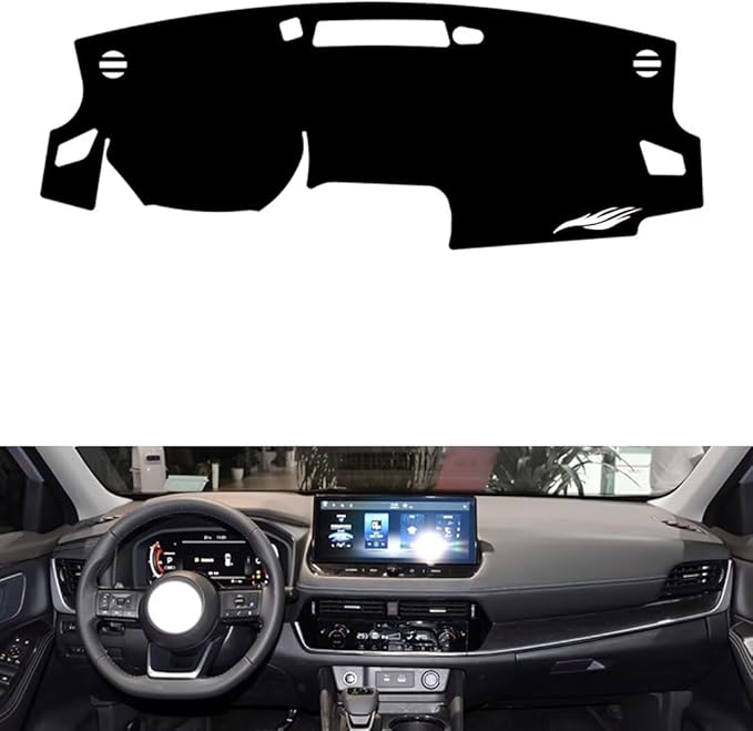 leather dashboard cover Compatible with Nissan NEW X-Trail（NO HUD） 2021-2023，dash cover（black）