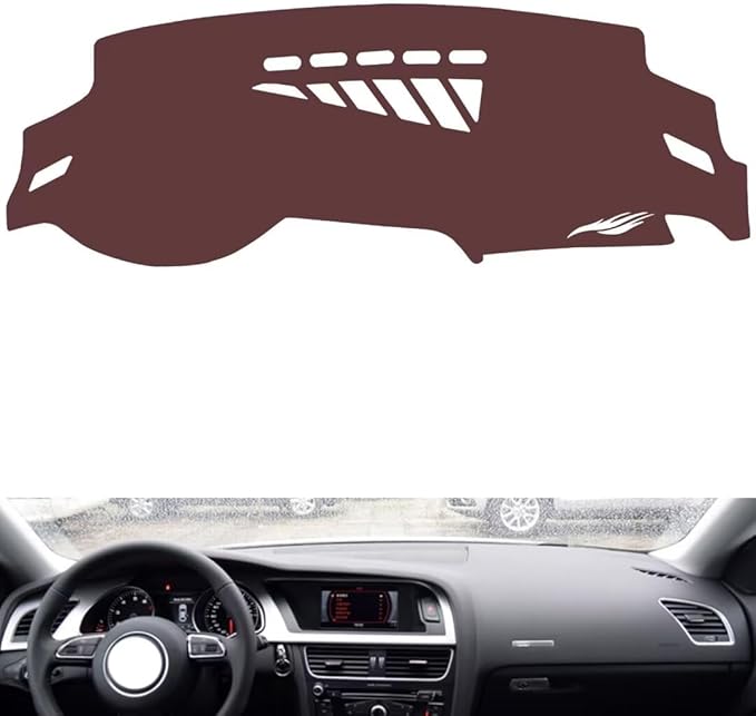 Leather Dashboard Cover Compatible with Audi S5/RS5 2008-2016,Dash Board Cover mat Anti-Slip Sun-Proof and dust-Proof(Brown)
