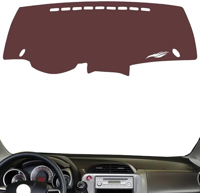 Leather Dashboard Cover Compatible with Honda Fit 2008-2013,Dash Board Cover mat Anti-Slip Sun-Proof and dust-Proof(Brown)