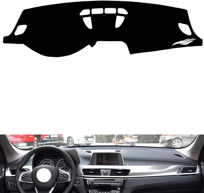 leather dashboard cover Compatible with BMW X1（NO HUD、No speaker） 2016-2022，dash cover（black）