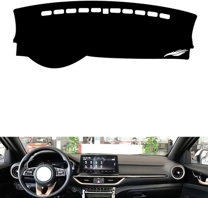 Leather Dashboard Cover Compatible with KIA K3 2019-2024，Dash Cover（Black）